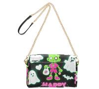 Sacs à bandoulière pour femme en cuir végétalien, sac à main étanche motif zombie rose noir