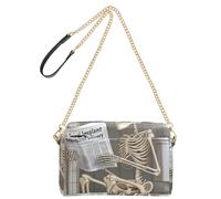 Sacs à bandoulière pour femme en cuir végétalien, sac à main imperméable, sac à main à bandoulière squelette, lecture de journaux, toilettes d'Halloween