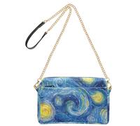 Sacs à bandoulière pour femme en cuir végétalien, sac à main imperméable, sac à main, chef-d'œuvre, nuit étoilée, peinture à l'huile