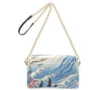 Sacs à bandoulière pour femme, en cuir végétalien, style Tokyo, méduse bleu océan, sac à main imperméable