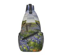 Sacs à bandoulière pour femme et homme - Motif paysage du Texas Bluebonnets - Ceinture réglable - Sac banane pour voyage, sport, course à pied, randonnée, noir, taille unique, Noir , Taille unique