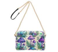 Sacs à bandoulière pour femme - Fée enchantée - Champignon - Midnight Glow | Sac à main en similicuir avec chaîne et poche pour téléphone portable