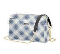 Sacs à bandoulière pour femme, petit sac à main en cuir végétalien, motif vichy à carreaux, sac à main à fermeture éclair, bleu denim