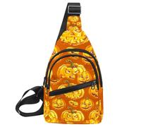 Sacs à bandoulière pour femmes et hommes - Happy Halloween Holiday7 - Sac de poitrine décontracté avec bandoulière convertible, Multicolore 17., 11.8x7x1.5in/30x18x4cm