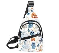 Sacs à bandoulière pour femmes et hommes - Happy Halloween Holiday7 - Sac de poitrine décontracté avec bandoulière convertible, Multicolore 18., 11.8x7x1.5in/30x18x4cm