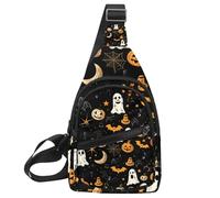 Sacs à bandoulière pour femmes et hommes - Happy Halloween Holiday7 - Sac de poitrine décontracté avec bandoulière convertible, Multicolore 08, 11.8x7x1.5in/30x18x4cm