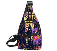 Sacs à bandoulière pour femmes et hommes - Happy Halloween Holiday7 - Sac de poitrine décontracté avec bandoulière convertible, Multicolore 03., 11.8x7x1.5in/30x18x4cm