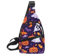 Sacs à bandoulière pour femmes et hommes - Happy Halloween Holiday7 - Sac de poitrine décontracté avec bandoulière convertible, Multicolore 09, 11.8x7x1.5in/30x18x4cm