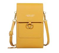 Sacs à bandoulière pour femmes - Grand tissu - Décontracté - Sangle réglable - Avec fenêtre de téléphone portable visible - Organisateur pour shopping, jaune, Taille unique pour tous