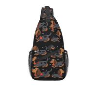 Sacs à bandoulière pour homme et femme avec inscription « I Love My Dog » en forme de teckel, sac banane réglable pour voyage, sport, course à pied, randonnée, noir, taille unique, Noir , Taille