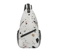 Sacs à bandoulière pour homme et femme - En terrazzo blanc - Ceinture réglable - Pour voyage, sport, course à pied, randonnée, noir - Taille unique, Noir , Taille unique