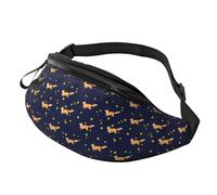 Sacs à bandoulière pour homme et femme - Sac banane avec imprimé renard étoilé pour homme et femme, Noir , Taille unique, Sacs banane