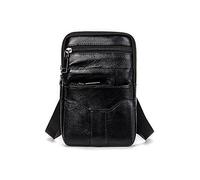 Sacs à bandoulière pour Hommes Sac Banane en Cuir véritable pour Hommes Sacs Messager Sac Ceinture d'affaires Tendance Petite Mallette,Noir