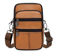 Sacs à bandoulière pour Hommes Sac Banane en Cuir véritable Sac Messager Sac Ceinture Tendance pour Hommes Petite Mallette,Jaune Marron
