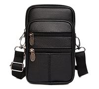 Sacs à bandoulière pour Hommes Sac Banane en Cuir véritable Sac Messager Sac Ceinture Tendance pour Hommes Petite Mallette,Noir