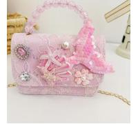 Sacs À Bandoulière pour Tout-Petits,À Main Princesse Sirène avec Poignée, Joli À Bandoulière en Queue De Poisson À Paillettes-Rose