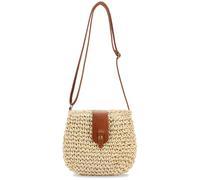 Sacs à bandoulière tissés pour femmes 8x9 pouces sac à main tissé en corde de papier fermeture éclair avec bracelet en cuir sac bohème décontracté et tendance pour l'été, la plage, l'extérieur, bei