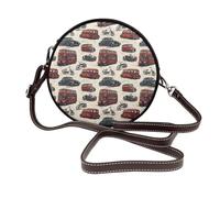 Sacs à bandoulière vintage avec imprimé voiture pour femme, petit sac à main en cuir pour femme
