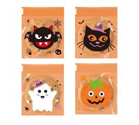 Sacs à biscuits avec joint - pochettes en cellophane transparentes pour Halloween, emballage de friandises de 10,2 x 10,2 cm, ensemble d'emballage de collations de 100 pièces, sacs transparents pour b