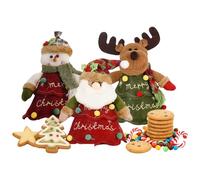 Sacs À Biscuits De Noël,3 Pièces Pochette De Fête avec Fermeture Éclair,Sac 3D pour Veille De Noël avec Père Bonhomme De Neige Renne | pour Bonbons Biscuits Fruits Petits Jouets