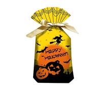 Sacs à bonbons d'Halloween pour biscuits, caramel, petits sacs d'emballage cadeau d'Halloween, poches avec cordon de serrage, potiron avec cordon de serrage, papier d'emballage de Noël (E, taille