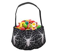 Sacs à bonbons d'Halloween réutilisables avec poignées, panier de rangement effrayant pour femmes, garçons, filles, adolescents, jeunes, sœur, fille, petite amie, épouse, Toile d'araignée noire