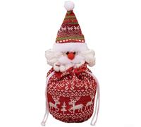 Sacs à bonbons tricotés festifs avec motif bonhomme de neige et renne, fabriqués à partir de tissu tissu, cordon de serrage pour une utilisation facile lors des fêtes de fin d'année (Père Noël)