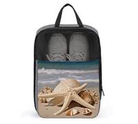 Sacs à chaussures avec poignée - Grand sac de voyage imprimé coquillages et étoiles de mer - Pochette de rangement de voyage pour le voyage et le rangement, style, taille unique, sacs à chaussures