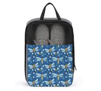 Sacs à chaussures de golf pour voyage pour homme et femme - Imprimé abeille bleue libellule - Sacs à chaussures de voyage pour emballage dans une valise, bowling, pointe de football, sac de sport pour