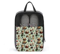 Sacs à chaussures de golf pour voyage pour homme et femme - Imprimé pâtisseries café - Sacs à chaussures de voyage pour l'emballage dans une valise, un bowling, une pointe de football, un sac de sport