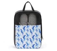 Sacs à chaussures de golf pour voyage pour homme et femme - Sac à chaussures de voyage imprimé plumes bleues pour l'emballage dans une valise, bowling, pointe de football, sac de sport pour salle de
