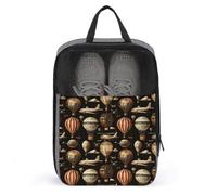 Sacs à chaussures de golf pour voyage pour homme et femme - Sac à chaussures de voyage rétro avec imprimé montgolfière pour emballage dans une valise, bowling, pointe de football, sac de sport pour