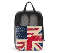 Sacs à Chaussures de Voyage avec Drapeau rétro des États-Unis et de la Birmanie, Pochette de Rangement Portable, Organisateur de Chaussures, Sac fourre-Tout pour Femmes et Hommes