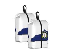 Sacs à chaussures de voyage durables avec imprimé carte du drapeau du Kentucky pour le rangement et l'emballage, sac à chaussures imperméable avec fermeture éclair lisse, 2 pièces., One Size