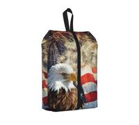 Sacs à chaussures de voyage durables avec motif drapeau américain - Imprimé aigle de feu - Pour le rangement et l'emballage - Sac à chaussures imperméable avec fermeture éclair lisse, 1 pièce., One