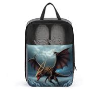 Sacs à chaussures de voyage, sac à chaussures imprimé dragon volant, étanche, organiseur portable pour chaussures, avec fermeture éclair robuste, essentiels pour bateau de croisière, dragon volant,