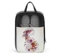 Sacs à chaussures de voyage, sac à chaussures imprimé floral avec note de musique, étanche, organiseur portable pour chaussures, avec fermeture éclair robuste, essentiels pour bateau de croisière,