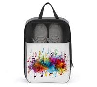 Sacs à chaussures de voyage, sac à chaussures imprimé musique colorée, étanche, organiseur portable, pochette de rangement pour chaussures, avec fermeture éclair robuste, essentiels pour bateau de