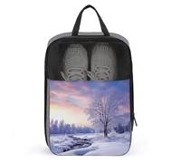 Sacs à chaussures de voyage, sac à chaussures imprimé paysage d'hiver, étanche et portable, pochette de rangement pour chaussures, avec fermeture éclair robuste, essentiels pour bateau de croisière,