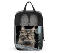 Sacs à chaussures organisateur de chaussures avec poignée sacs de voyage chat fracas verre dans la voiture imprimé pochette de rangement de voyage pour voyage et rangement, style, taille unique, sacs