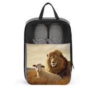 Sacs à chaussures pour voyage, étui à chaussures imprimé lion mouton pour voyage, sac à chaussures de voyage, sac à chaussures étanche et portable, sac de voyage pour homme et femme, mouton lion,