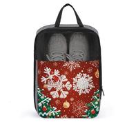 Sacs à chaussures pour voyage, flocons de neige et arbres de Noël, pochette à chaussures avec fermeture éclair, sac à chaussures de golf respirant pour homme et femme, organiseur de chaussures