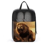 Sacs à chaussures pour voyage, lion rugissant en colère, teckel, animal domestique, étui à chaussures imprimé pour voyage, sac à chaussures de voyage, sac à chaussures étanche et portable, sac de