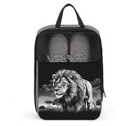 Sacs à chaussures pour voyage, motif lion noir et blanc, étui à chaussures imprimé pour voyage, sac à chaussures de voyage, sac de voyage imperméable et portable, sac de voyage pour femme et homme,