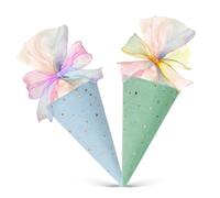 Sacs à cônes, 2 packs Candy Emballage Cadeau Sachets Design Sacs à biscuits pour les goodies de collations à pop-corn, Clear Cellophane avec des liens de la fête pour la fête pour les enseignants d'éc