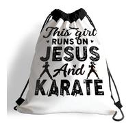 Sacs À Cordon Arts Martiaux - Cette Fille VIT pour Jésus Et Le Karaté, Le Christianisme Gym Sack Sport Sacs Piscine Imperméable Sac À Dos pour Natation Gym Piscine M