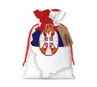 Sacs à cordon avec cordon de serrage, motif carte du drapeau de la Serbie, sacs de rangement pour emballage cadeau, décorations de fête