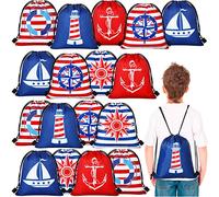 Sacs à cordon avec cordon de serrage, sac de croisière, sacs cadeaux nautiques, décorations de fête de camping, 30,5 x 25,4 cm (18 pièces)