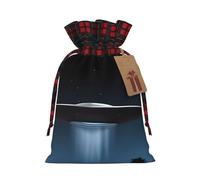 Sacs à cordon avec imprimé OVNI la nuit - Sacs à bonbons - Pochettes de vacances réutilisables pour emballage et rangement - S