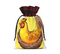 Sacs à cordon Bird's Nest Golden Chicken de Noël, imprimés de fleurs, parfaits pour les anniversaires et les fêtes de fin d'année.